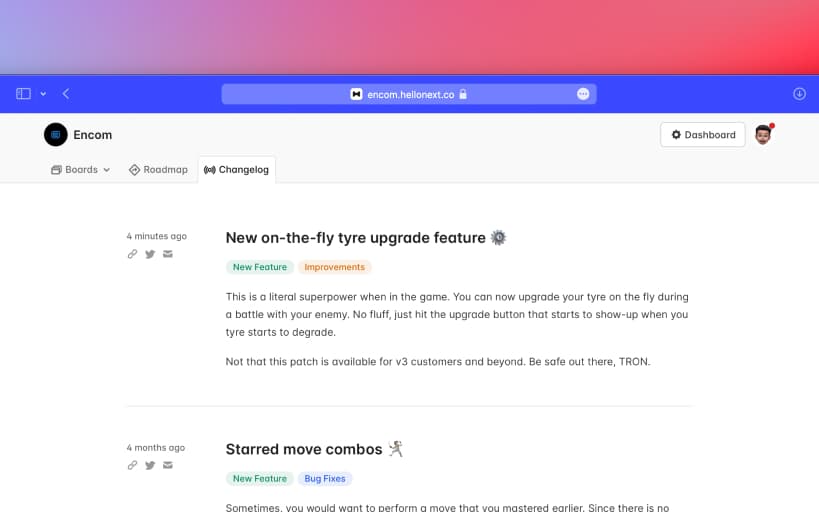 Feature request tracker for SaaS products