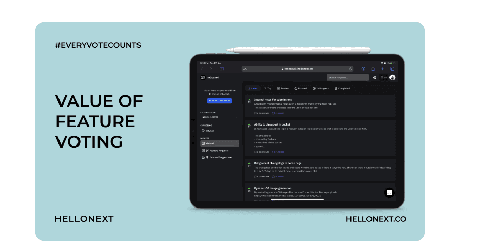 Hellonext product feedback management tool for SaaS products and Canny alternative