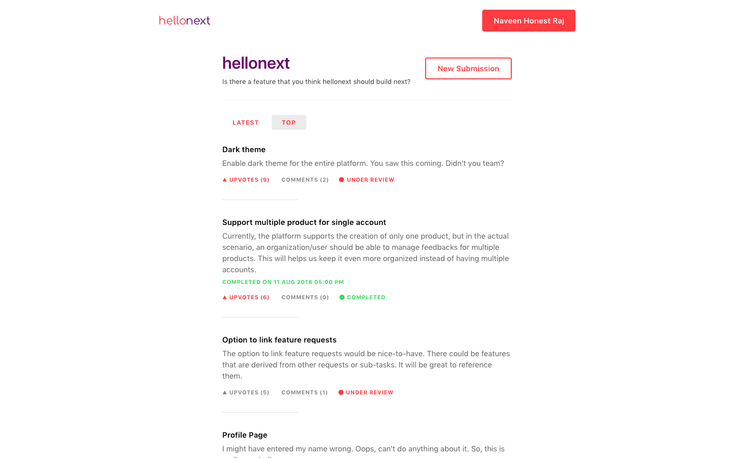New updates to Hellonext customer feedback tool