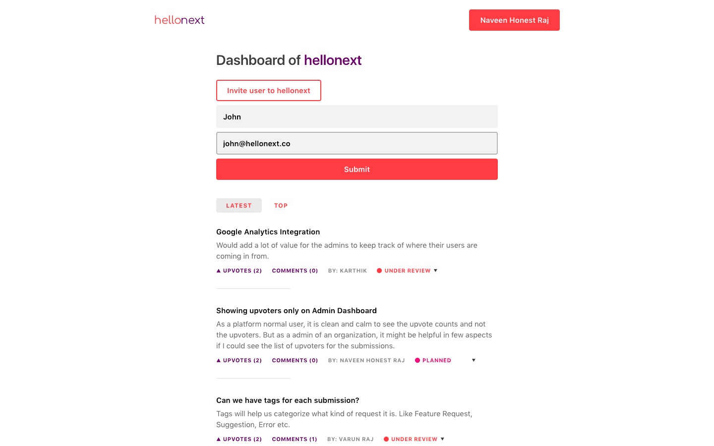 New updates to Hellonext customer feedback tool