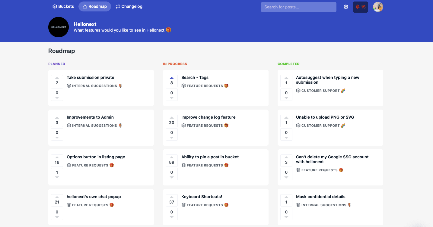 Product feature roadmap platform