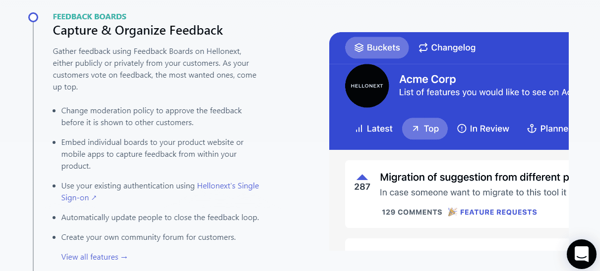 Customer feature request management tool