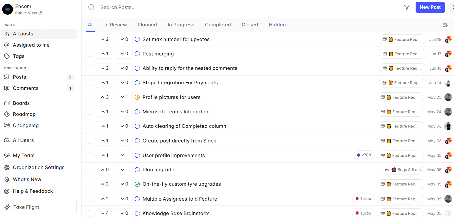 Visualize user feedback with Hellonext