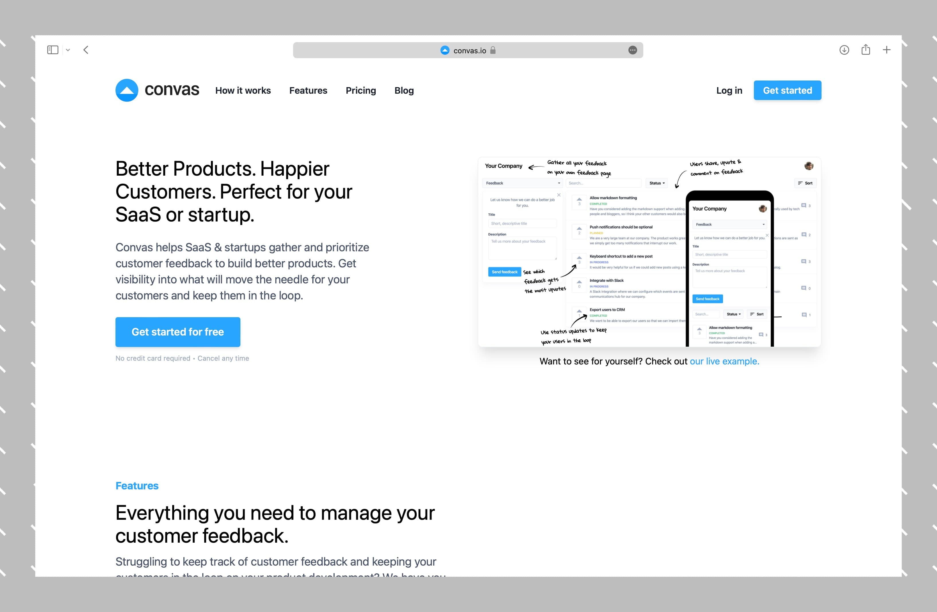 Canny Alternative for User Feedback Convas