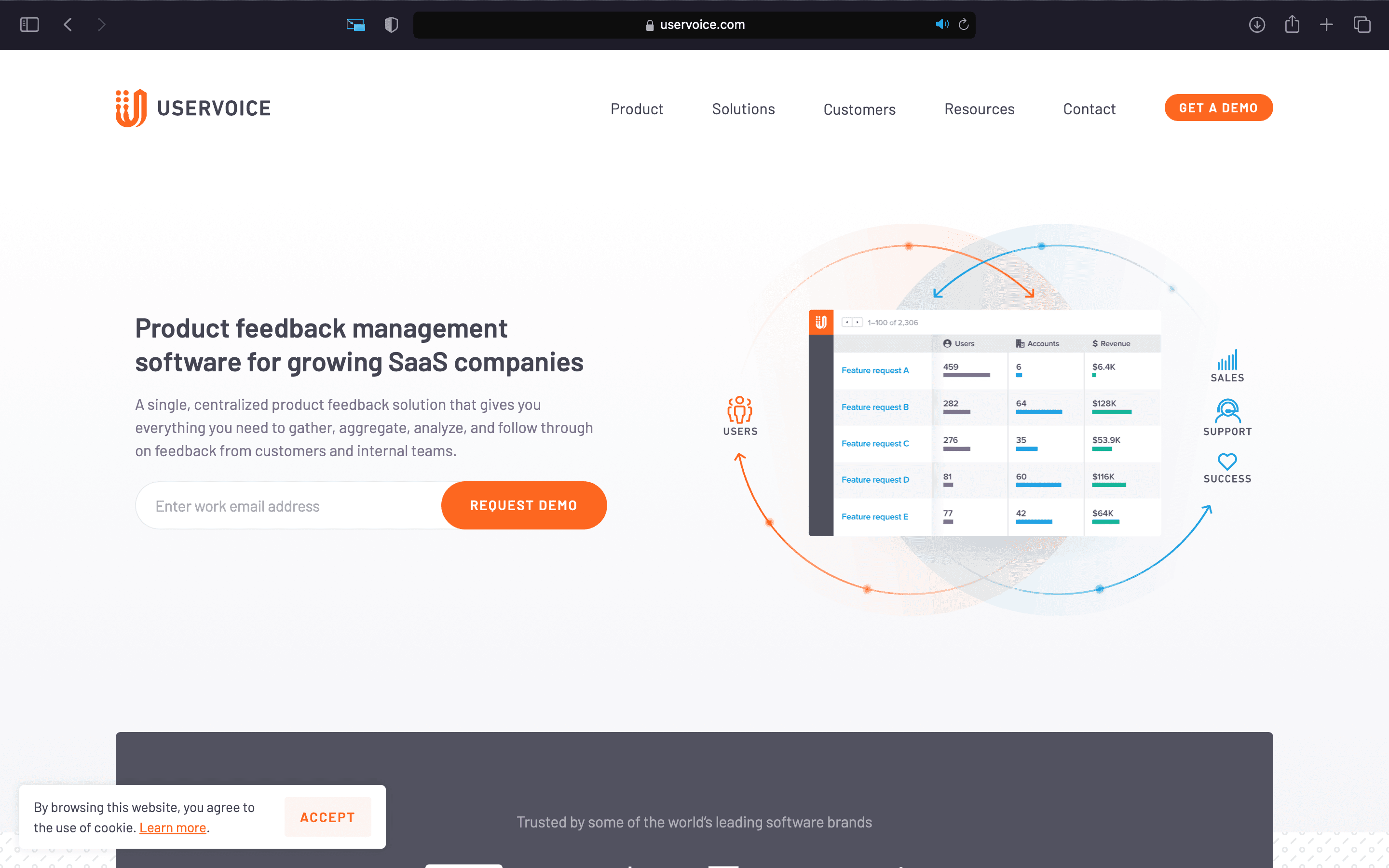 Screenshot of Uservoice