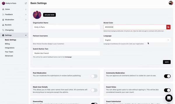 Customer feature voting tool design