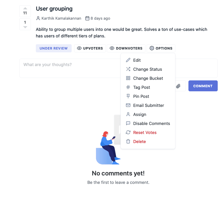 Hellonext comments moderation