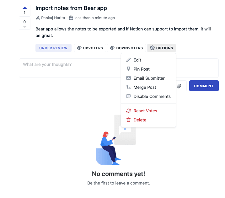 Merge two duplicate feedback into one