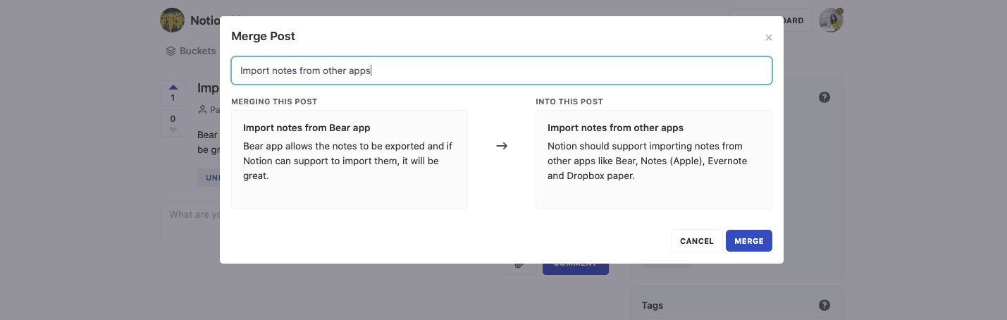 Merge two duplicate feedback into one