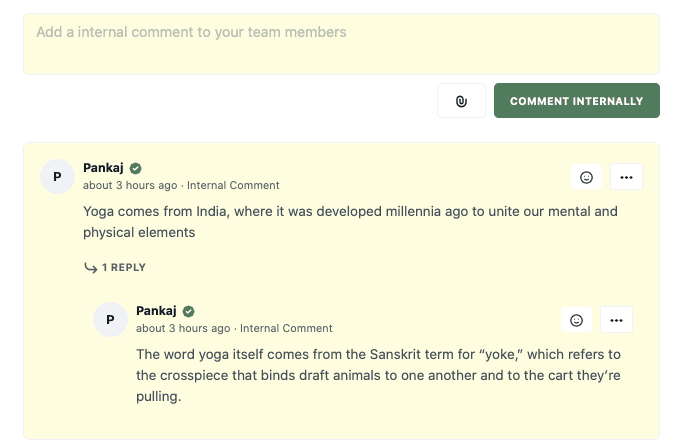 Feature request tool with internal comments and private comments