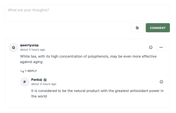 Feature request tool with internal comments and private comments