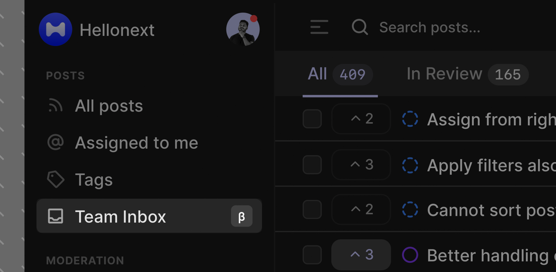 Shared Team Inbox for Customer Feedback Management